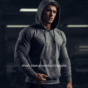 เสื้อฮู้ดออกกำลังกายแขนสั้น น้ำหนักเบา ระบายอากาศได้ดี ผลิตจากผ้าฝ้ายฟลีซ พร้อมบริการรับผลิตแบบ OEM ODM - Product Image 4