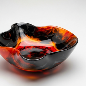 Bol décoratif en résine noire artisanale de luxe |   Bol décoratif sculptural moderne et brillant - Product Image 3