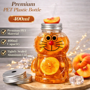 Botella de PET de 400 ml con Diseño de Dibujos Animados, Tapa de Rosca y Serigrafía para Envasado de Jugos, Leche, Té y Bebidas, Duradera - Product Image 5