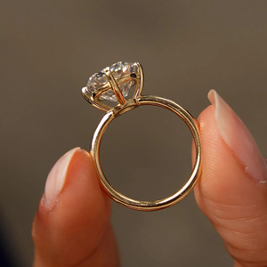 Bague solitaire en or 14 carats avec diamant de laboratoire taille coussin, monture de fiançailles, bijoux classiques pour femme - Product Image 4