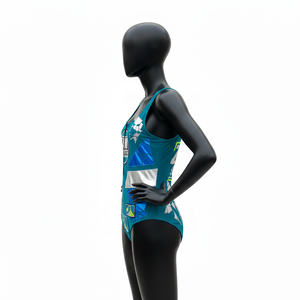 Traje de Baño Premium para Mujer, Secado Rápido, Poliéster y Spandex, Color Azul Turquesa con Paneles en Bloques de Color, Cierre con Cremallera, Logotipo Personalizado, Ajuste para Mujer - Product Image 3