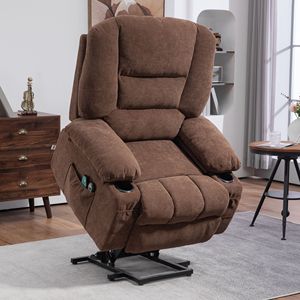 Poltrona Reclinabile Elettrica Marrone con Funzione di Sollevamento, Massaggio Vibrante, Riscaldamento, Montaggio Rapido, Tasche Laterali e Rivestimento Intelligente Rimovibile - Product Image 2