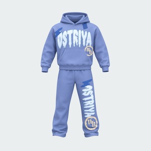 Conjunto Deportivo Unisex al por Mayor, Nueva Colección, Sudadera con Cremallera Completa y Pantalones, Diseño con Estampado de Nubes y Letras, Corte Regular Informal, Material de Poliéster - Product Image 6