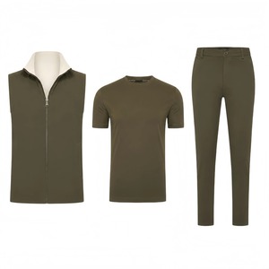 Traje de Verano de 3 Piezas para Hombre al por Mayor: Chaleco Reversible, Camiseta de Algodón Mercerizado Transpirable y Pantalón Elástico de Pierna Recta - Product Image 2