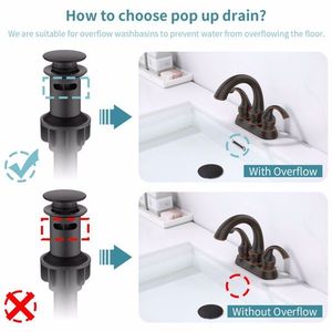 Rubinetto da Bagno a 2 Maniglie Stile Cigno da 4 Pollici, Finitura Bronzo Oliato con Aeratore e Scarico a Scomparsa Integrato - Product Image 6