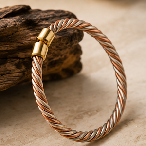 Premium Tri Tone Twisted <b>Wire</b> Cuff Copper Therapy Bracelet Fashionable Metal Jewelry Exquisite Craftsmanship - Product Image 2