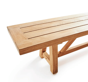 Banco de Patio de Madera de Teca Sólida, Ecológico, Acabado Natural, Capacidad para 4 Personas, Banco de Jardín para Terraza, Patio Trasero, Hotel - Product Image 3