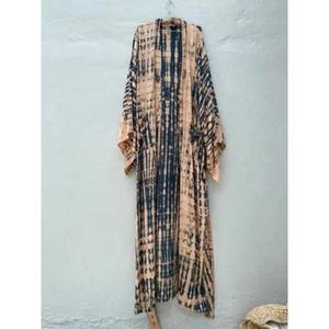 Kimono Bohemio de Viscosa Teñido a Mano, Ligero y Ecológico, para Mujer, Verano, Casual, Transpirable, Cintura Natural, Color Sólido - Product Image 2