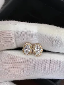 Pendientes de Diamante Cultivado en Laboratorio, Corte Oval Premium de 9x7mm, Cuatro Puntas, Color D, Certificado IGI, Oro de 10K, Joyería Fina Elegante - Product Image 2