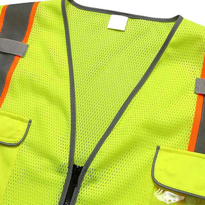 เสื้อกั๊กนิรภัยสีน้ำเงิน แดง ส้ม แบบกำหนดเอง ANSI Class 2 EN ISO 20471 Class 1 แถบสะท้อนแสง กันน้ำ ไฟ LED กระพริบ น้ำหนักเบา สำหรับ - Product Image 4