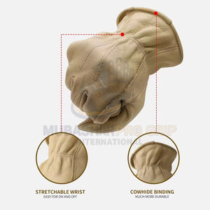 Gants de conducteur en cuir en stock, gants de travail pour hommes, gants de sécurité avec logo personnalisé - Product Image 5