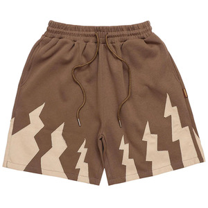 Shorts en molleton gris anthracite pour homme avec motif graphique, taille élastique et cordon de serrage, logo personnalisé, marque privée, streetwear, short de sport, vêtements OEM - Product Image 5