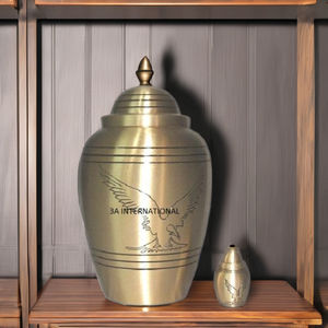 Human Ashes Luxury Jar Copper Plated Cremation Urns Handicrafts Golden Metal Urn Luxury Hand Carved <b>Keepsake</b> Urn Funeral - Product Image 1