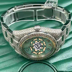 Women Stainless Steel Lab Diamond <b>Watch</b> Round <b>Case</b> Quartz Movement Analog Dial Sapphire Crystal Luxe Butterfly Clasp <b>Watch</b> - Product Image 6