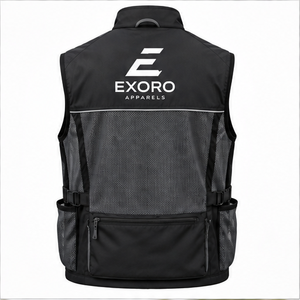 Gilet de travail léger pour homme, col montant, fermeture éclair, plusieurs poches, respirant, en polyester, style automne - Product Image 4