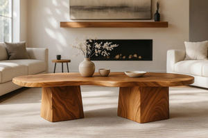 Table basse moderne en bois massif naturel Luxali - Sculpturale, bord brut, faite à la main, durable, écologique, meubles de salon - Product Image 3