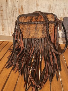 Premium Genuine Leather Fringe Handbag for Women – Vintage Boho Style Shoulder <b>Bag</b> with Tassels & <b>Studded</b> Detail - Product Image 3