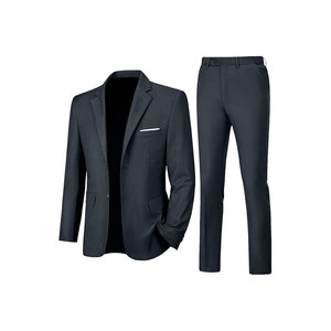 <b>Men's</b> Plus Size Double Breasted Solid Color Business <b>Wedding</b> Suit 2-Piece Set Velour Fabric Pleated Front Front Washed Finish - Product Image 2