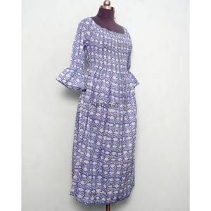 Vestido maxi de verano con mangas acampanadas, multicolor, de algodón, con cinturón, estilo modesto, cuello cuadrado, estampado digital, dulce, con cintura natural. - Product Image 4