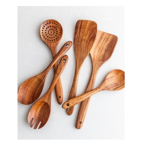 Juego de Cucharas de Cocina de Madera Natural para Sartenes Antiadherentes — Duraderas, Aptas para Alimentos, Regalo Ideal para la Cocina - Product Image 5