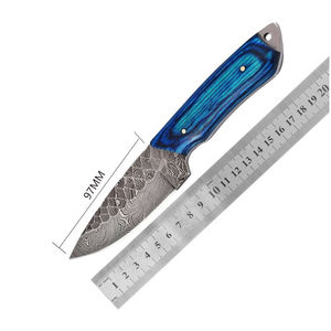 Cuchillo de Caza de Acero de Damasco de 10 Pulgadas al por Mayor, con Logotipo Personalizado Gratuito, Hoja Fija, para Acampar al Aire Libre, con Funda de Cuero, OEM - Product Image 3