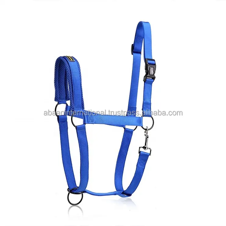 High Quality horse nylon halter with soft mesh padding and Iron Hook Plastic hook adjustable