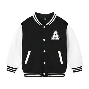Veste de baseball unisexe noire et blanche avec lettres brodées, coupe classique, tendance hiver - Product Image 1