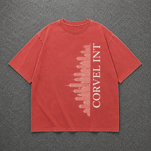 Premium Streetwear Graphic Tshirt Oversized Men Tee Architectural Skyline Print and Logo Detail men's <b>shirts</b> Vertical Typography - Product Image 5