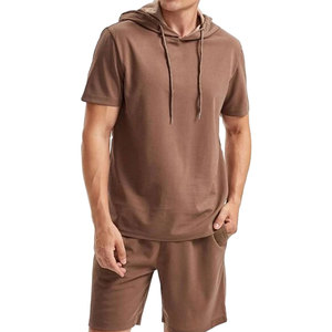 Ensemble sweat à capuche et short décontracté pour homme, hiver, haute qualité, uni, avec cordon de serrage, respirant, léger, personnalisable - Product Image 1