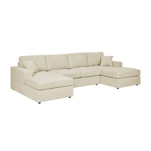 Divano Sezionale a 3 Posti in Corduroy con Doppia Chaise Longue, Comodo per Soggiorno - Product Image 2