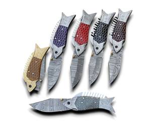 Navaja Plegable de Acero de Damasco para Pesca y Caza, Hoja Afilada, Multifuncional, Compatible con OEM/ODM - Product Image 1