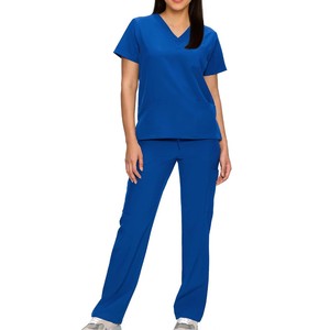 Prix d'usine – Ensemble de blouses médicales unisexe bleu à col en V, en toile respirante et confortable, uniforme d'hôpital avec pantalon inclus, tenue d'infirmière - Product Image 4