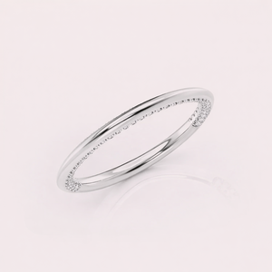 IGI Certified Lab Grown Round Diamond Hidden Pave Wedding Band Solid 925 Sterling Silver Slim Diamond <b>Ring</b> - Product Image 3