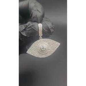 Colgante de Plata de Ley 925 con Moissanita Redonda de Corte Brillante VVS, Joyería Hip Hop, Diseño de Ojo, para Uso Unisex - Product Image 3