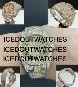Conjunto de Reloj de Lujo para Hombre con Diamantes, Esfera de Cristal, Correa de Acero Inoxidable, Resistente al Agua 10 Bar, Joyería Hip Hop - Product Image 3