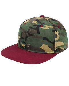 หมวกแก๊ปทรงแบนสีเขียวลายพรางและสีแดงเลือดหมู ปรับขนาดได้ สไตล์ลำลอง สตรีทแวร์ ผ้าคอตตอนผสม ใส่ได้ทั้งชายและหญิง ขายส่ง - Product Image 1