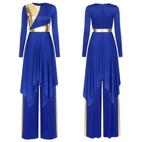 Tenue de danse liturgique pour femmes-Culte d'église-Robe métallique avec pantalon large pour le chœur de danse de salon de la valse lyrique