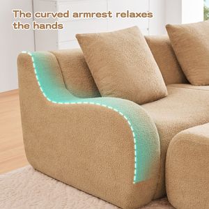 Divano a Tre Posti in Tessuto Teddy di Alta Qualità, Design Ergonomico con Braccioli Curvi, Nessun Montaggio Richiesto, Antiscivolo per Soggiorno - Product Image 6