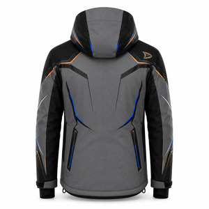 Veste de ski pour homme, gris et noir, à blocs de couleur, à capuche, imperméable, isolée synthétiquement, Gore-Tex, fermeture éclair - Product Image 3