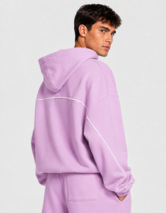 เสื้อฮู้ดดี้ผู้ชาย Orchid รุ่น Contrastline พร้อมโลโก้สั่งทำพิเศษ เสื้อสเวตเชิ้ตผู้ชายทรงโอเวอร์ไซส์ลำลอง ผ้าฟลีซพรีเมียม เสื้อฮู้ดดี้ผู้ชายแบบสวมหัว - Product Image 2