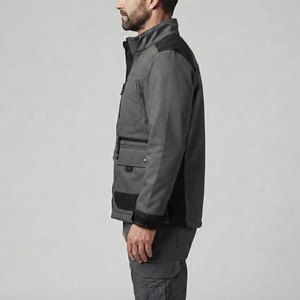 Chaqueta utilitaria sencilla para hombre, chaqueta ligera con cremallera frontal y bolsillos laterales en el pecho, para actividades al aire libre y trabajo - Product Image 3