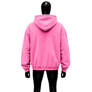 เสื้อฮู้ดซิปสีชมพูทรงโอเวอร์ไซส์ ระบายอากาศได้ดี พร้อมลายกราฟิกกากบาทแบบนามธรรม ผ้าฝ้ายถักลายจุดสไตล์ลำลองสำหรับฤดูใบไม้ร่วง - Product Image 2