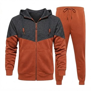 Men's Color Block Hooded Tracksuit <b>Full</b> <b>Zip</b> <b>Hoodie</b> and Jogger Pants Set Casual Athletic Sportswear Two Piece Outfit - Product Image 4