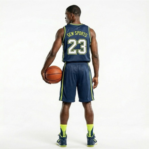 Adult Men's Basketball Uniform <b>Set</b> Durable Flexible Breathable Short Sleeve Custom Color Logo Winter Summer School Customizable - Product Image 4