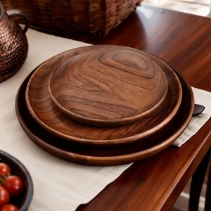 Platos de Madera Personalizados para Servir, Bandeja de Madera Natural Duradera, No Tóxica y Segura para Alimentos, para Pan y Frutas, para el Hogar y la Cocina - Product Image 1