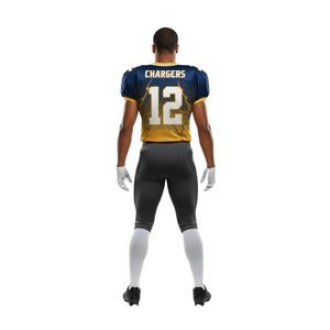 Uniformes de football américain à panneaux bleu marine et or, les plus vendus, respirants, en poly-spandex, flexibles, pour l'entraînement des clubs - Product Image 3