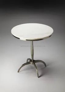 Zahid Luxury Marble Top Round Metal Coffee <b>Table</b> for Living Room Indoor Use - Product Image 2
