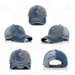 Gorra Trucker de Mezclilla RIZNA, 6 Paneles, Ajustable, Unisex, Estilo Vintage, Logotipo Frontal Lavado, Azul, Algodón, Casual, Primavera/Verano, Calidad Premium OEM - Product Image 6