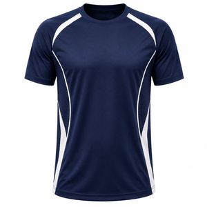 Camiseta Deportiva de Manga Corta para Hombre, Cuello Redondo, Blanca, Negra y Gris, de Secado Rápido, Ajustada, Tejida en Poliéster/Algodón - Product Image 2
