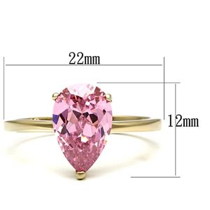 Anello Raffinato TK1508-AAA con Zirconia Cubica di Grado AAA, in Acciaio Inossidabile Placcato Oro IP, Colore Rosa Premium - Product Image 2